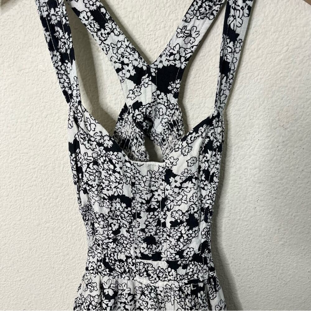 Anthropologie Printed Midi Dress‎ Black Floral Linen Blend Cutout Women’s Size S - Picture 8 of 13